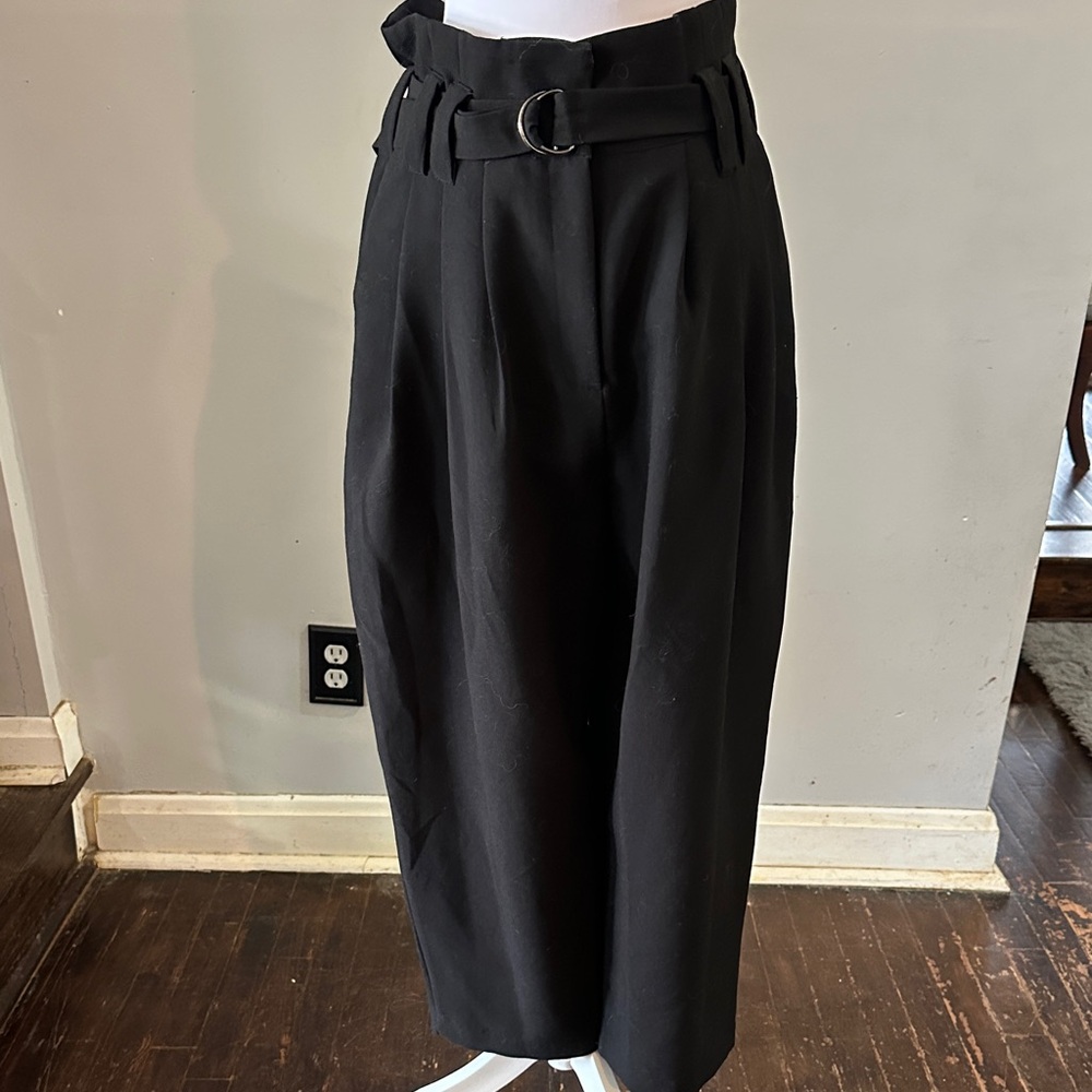 Elegant Black Belted Women's Pants